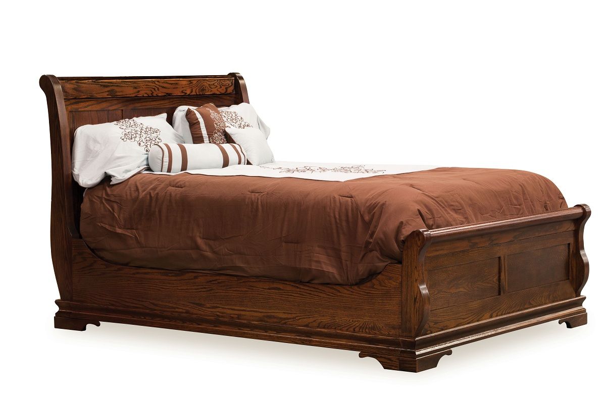 Amish Sleigh Panel Bed Solid Hardwood Bedroom Furniture King Queen Full ...